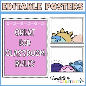 Shows multiple blank posters that teachers can use to add text and create anything they need
