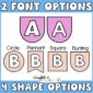 Shows 2 different font options and 4 different shape options for the A-Z space headers