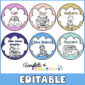 Shows the cards in black and white clipart and the space themed colors
