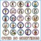 Shows 25 different greeting sign options with the text "Over 30 cards" at the bottom of the image. All the greeting signs come in the same colors as the space classroom decor bundle