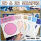 Shows the fanned out shape posters with the space classroom theme bulletin board in the background
