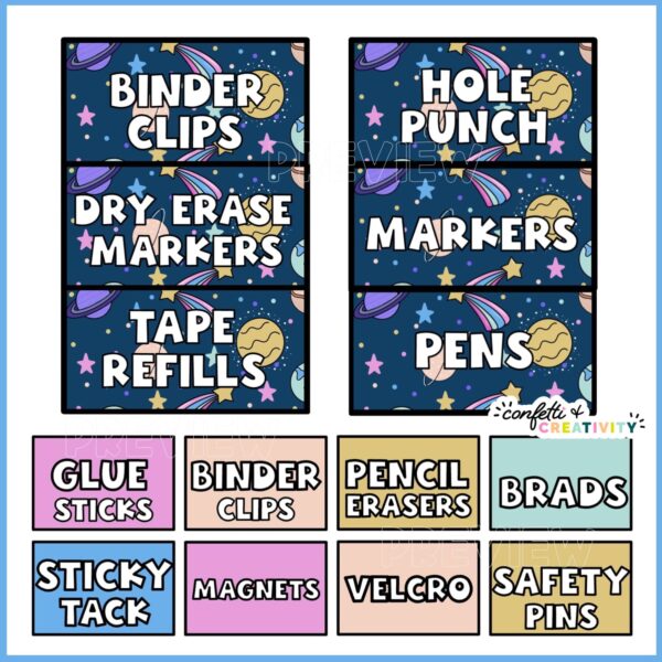 Space Teacher Toolbox 2 Shows an example of the space teacher toolbox labels