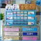 Shows a real life photo of the space teacher toolbox set up while sitting on the space 10 drawer cart labels, and more space classroom decor in the background