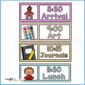 Shows an example set of the visual schedule cards stacked on top of each other.