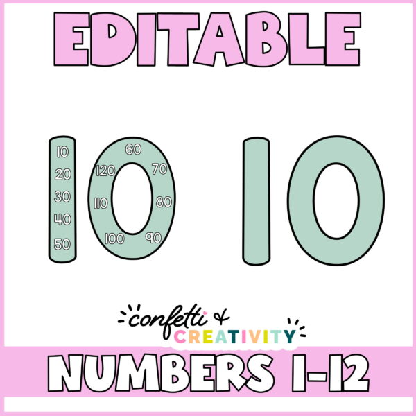 Farmhouse Floral Skip Counting Preview 2 Shows two versions of the number 10 in a blue color. One example has multiples on it, the second example is blank. the image has the text "editable" at the top of the image
