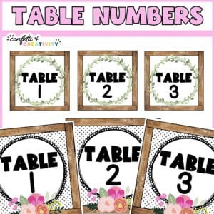 Farmhouse Floral Table Numbers 1-10