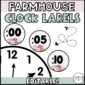Shows 3 clock labels up close on an example of a clock and where the clock labels can be place