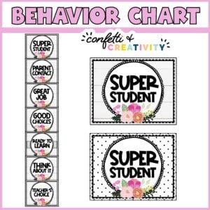 Farmhouse Floral Behavior Chart