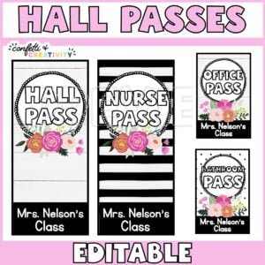 Farmhouse Floral Hall Passes