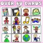 Shows 16 example schedule cards with the text "over 60 cards" at the top of the image