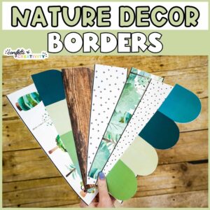 Shows printable bulletin board borders fanned out