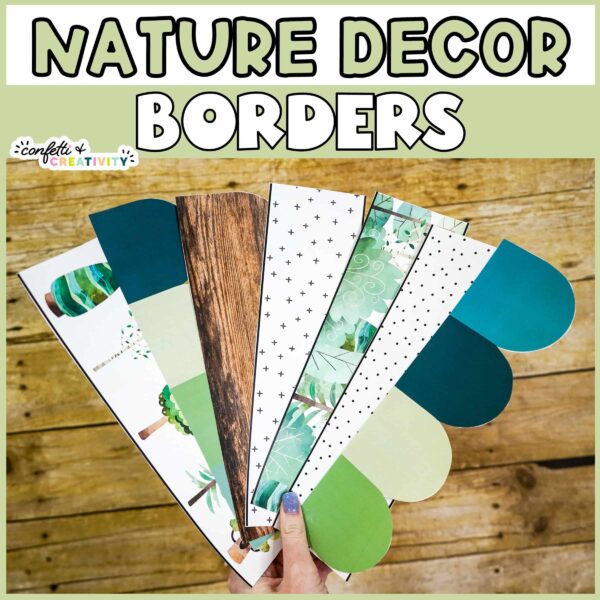 Shows printable bulletin board borders fanned out