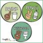Shows multiple classroom hand signal options. Each option includes a sign language clipart as well as black and white image next to it