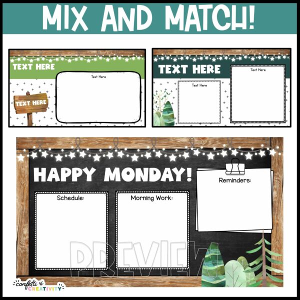 Nature Google Slides - Example Slides Shows multiple slide options with the text "mix and match" at the top of the image
