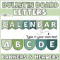Shows the phrase "calendar" in green colored banners