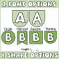 Shows two different font options and four different shape posters