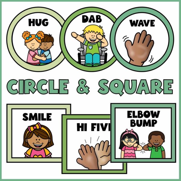 Nature Morning Greeting Signs - Circles and Squares Shows examples of greetings in both circles and squares