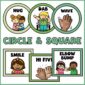 Shows examples of greetings in both circles and squares