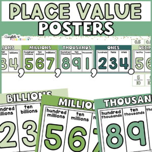 Shows the entire place value with decimals set up.