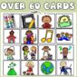 Shows 16 example schedule cards with clipart with the text "over 60 cards" at the top of the image