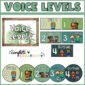Shows the entire set of voice level cards in green colors