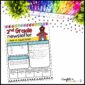 Shows a classroom newsletter with a school house design in the top right. The entire newsletter comes in rainbow bright colors