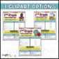Shows 3 different design options with multiple pieces of clipart for a classic school vibe