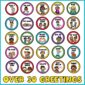 Shows 25 different examples of morning greeting cards that can be used. All cards shown are in the circle desing