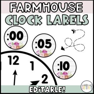 Farmhouse Floral Clock Labels