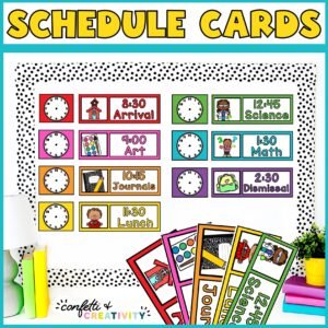 Bright Vintage Primary Schedule Cards