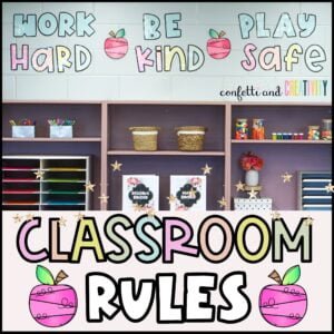 Farmhouse Floral Classroom Expectations: Work Hard, Be Kind, Play Safe