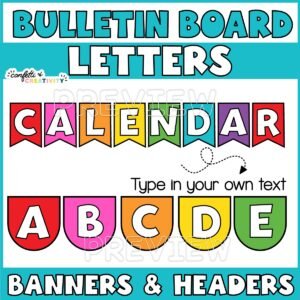 Bright Vintage Bulletin Board Letters | Editable Headers