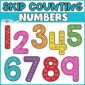 Shows the skip counting numbers 1 through 9 with the multiples on them