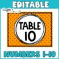 Shows table number ten with an orange background with the text "editable" at the top of the image