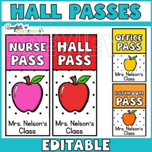 Shows the hall passes with colored apples