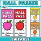 Shows the hall passes with colored apples