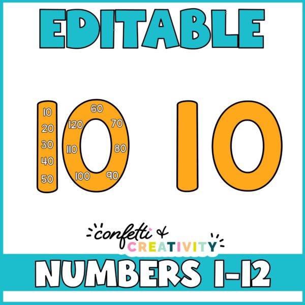 Watercolor Skip Counting Preview 2 Shows numbers 10 with and without skip counting numbers on them