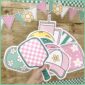 Shows a close up of the pickleball clipart fanned out in front of the bulletin board