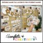 Shows close up pictures of the clipart on the board as well as a close up the bulletin board that's decorated so the teacher can see a better idea of what comes with the board