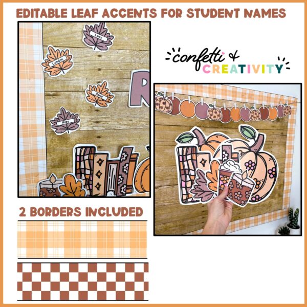 Fall Bulletin Board - Clipart Examples Shows close up examples of the clipart and options to add student names to the board