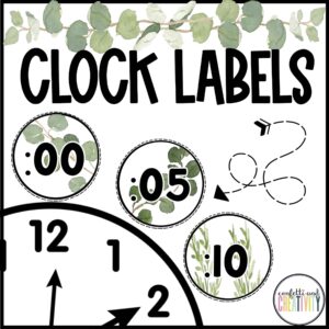 Shows clock labels on a stock photo of a clock