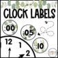 Shows clock labels on a stock photo of a clock