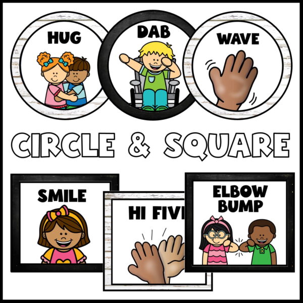 Farmhouse Morning Greeting Signs - Square and Circles Shows Morning Greetings that are on circle and square options