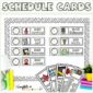 Shows the visual schedule on a stock photo of a bulletin board