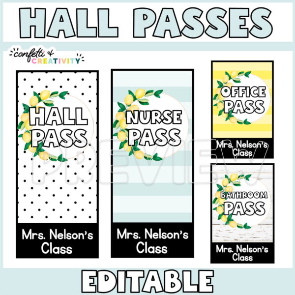 Shows 4 different options of hall passes