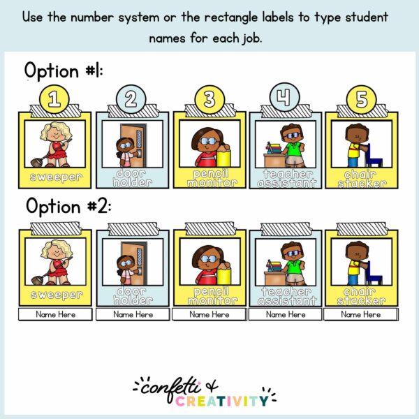 Lemon Farmhouse Primary Job Cards 2 Shows both options for the visual job cards