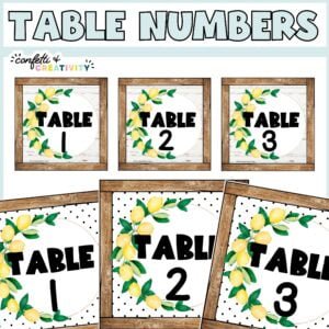 Lemon Table Numbers