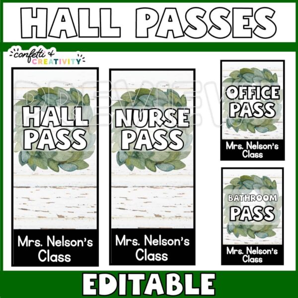 Modern Farmhouse Hall Pass 3 Shows Examples of Hall Passes