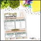 Shows an example of a neutral newsletter template with a boho rainbow clipart option