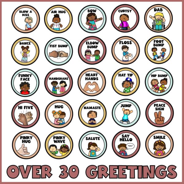 Modern Neutral Morning Greeting Signs - Example Cards Shows 25 cards with the text "Over 30 cards" at the bottom of the image